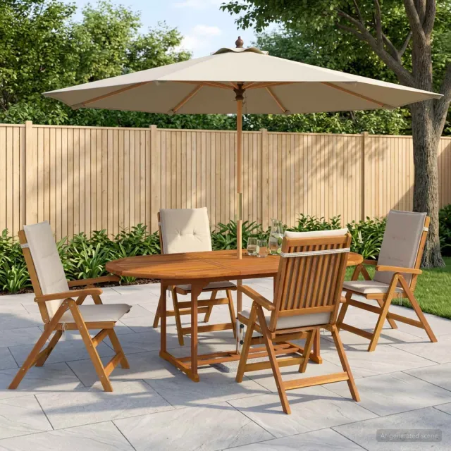 vidaXL 5-delige tuin eetset Naturel Massief Acaciahout Bruin
