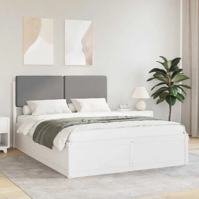 vidaXL Bedframe met Gevoerd Hoofdgedeelte Lichtgrijs 140 x 200 cm
