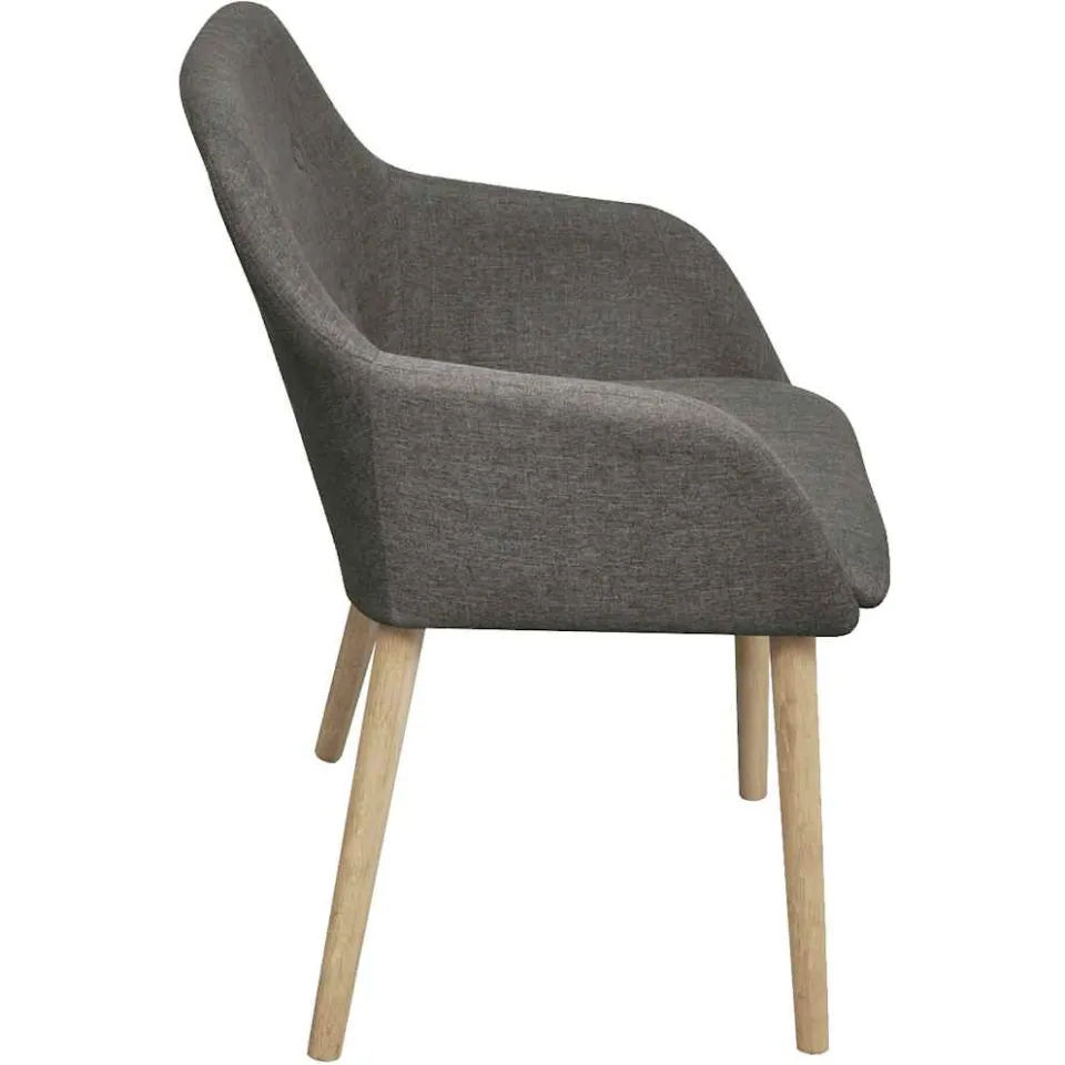 vidaXL Eetkamerstoelen 2 st stof en massief eikenhout lichtgrijs, foto 4