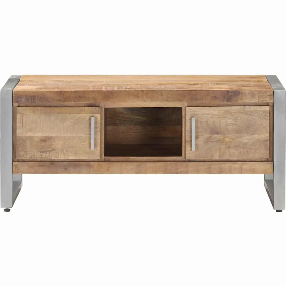 vidaXL Salontafel 95x50x40 cm ruw mangohout wit, foto 2