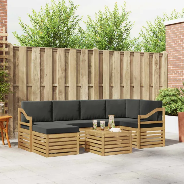 vidaXL Buiten bankenset 7 st 5-zits Wit en antracietkleurig Polyester