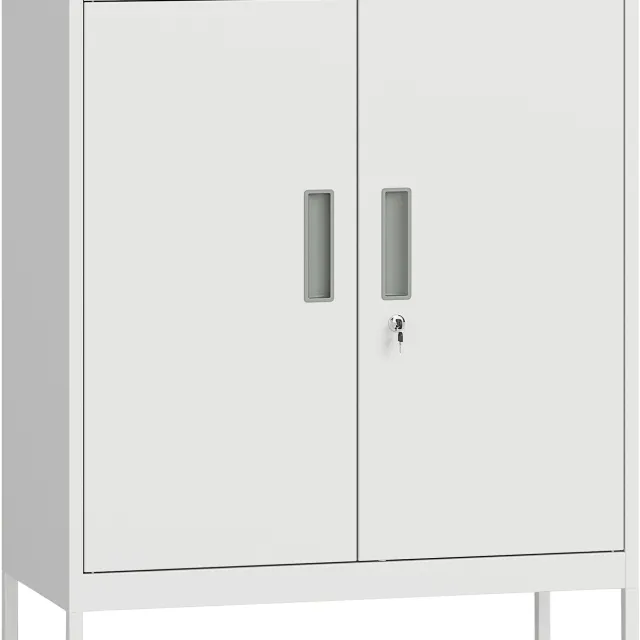 Homona Metalen archiefkast - Met afsluitbare deuren en 2 verstelbare legplanken - 80 x 40 x 100 cm - Wit
