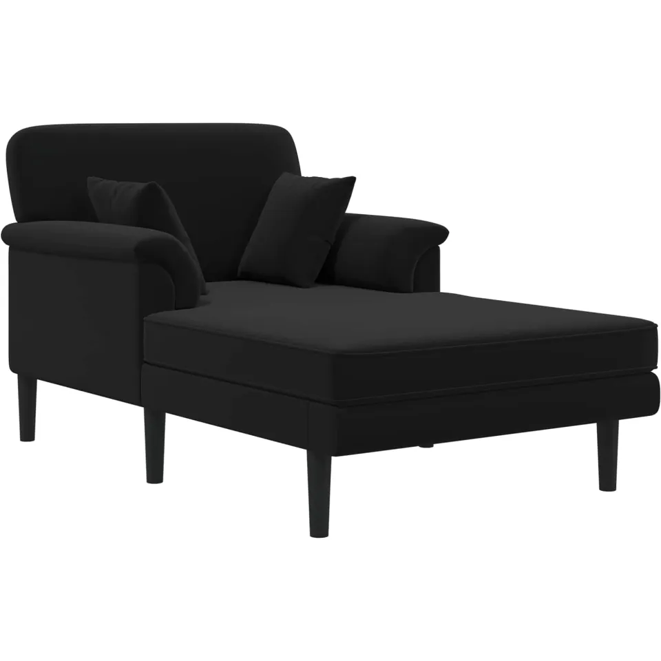 vidaXL Chaise longue Zwart fluweel