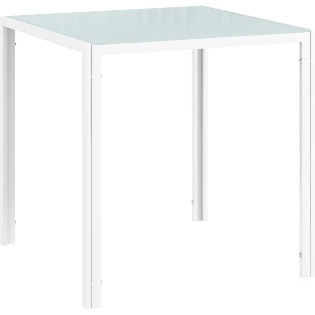 Homona Vierkante eettafel voor 2-4 personen - Met gehard glazen blad en metalen poten - 75 x 75 x 75 cm - Wit