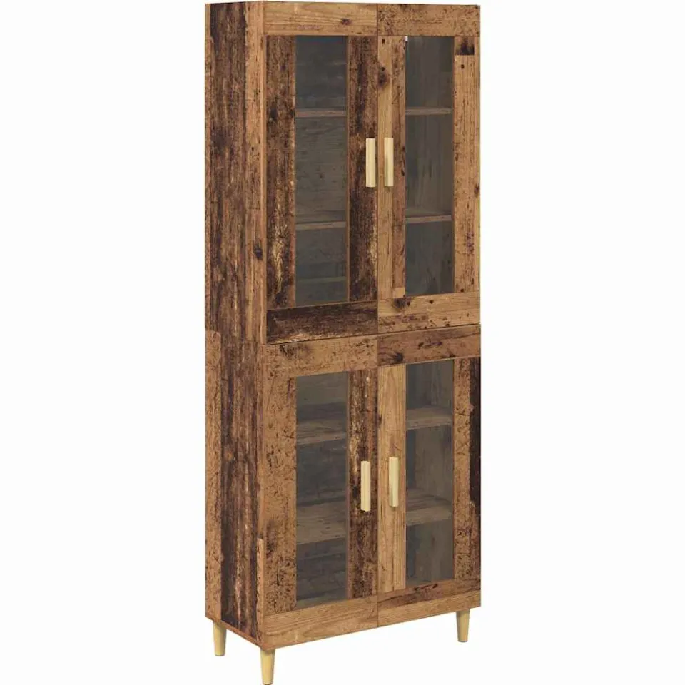 vidaXL Hoge kast Oud Hout 69,5 x 34 x 180 cm Bewerkt hout bruin, foto 3