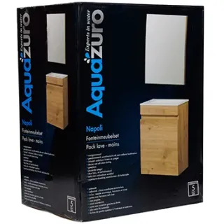 Aquazuro Fonteinmeubelset Napoli - Inclusief Wastafel En Spiegel - Softclose - Scandinavisch Eiken - 40x22x52cm, foto 3