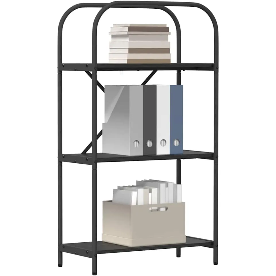 vidaXL Boekenkast 3-laags 60 x 30 x 109 cm Bewerkt hout Zwart Eiken