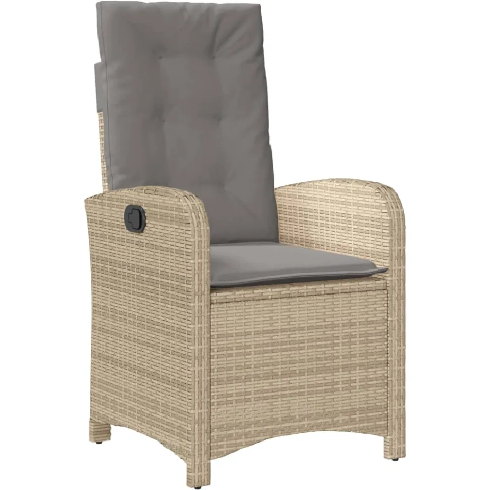 vidaXL 7-delige Tuinset met kussens poly rattan gemengd beige
