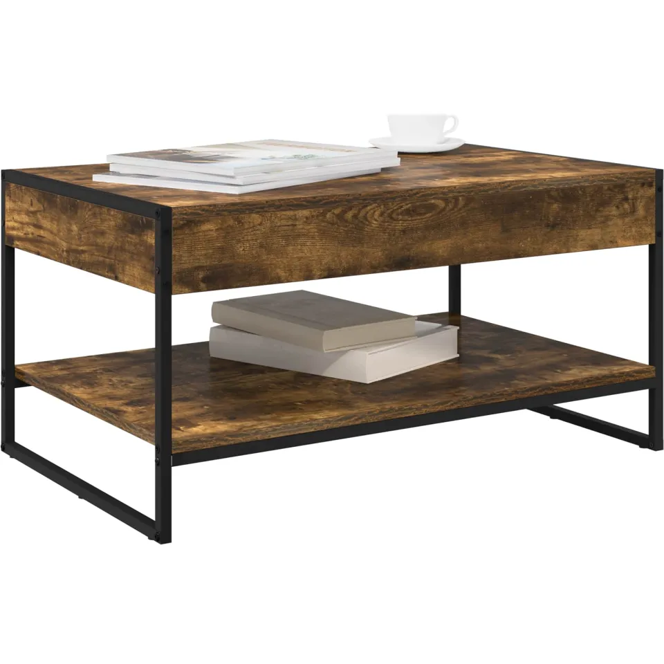 vidaXL Salontafel Rook Eik 80 x 50 x 40 cm Bewerkt hout Bruin