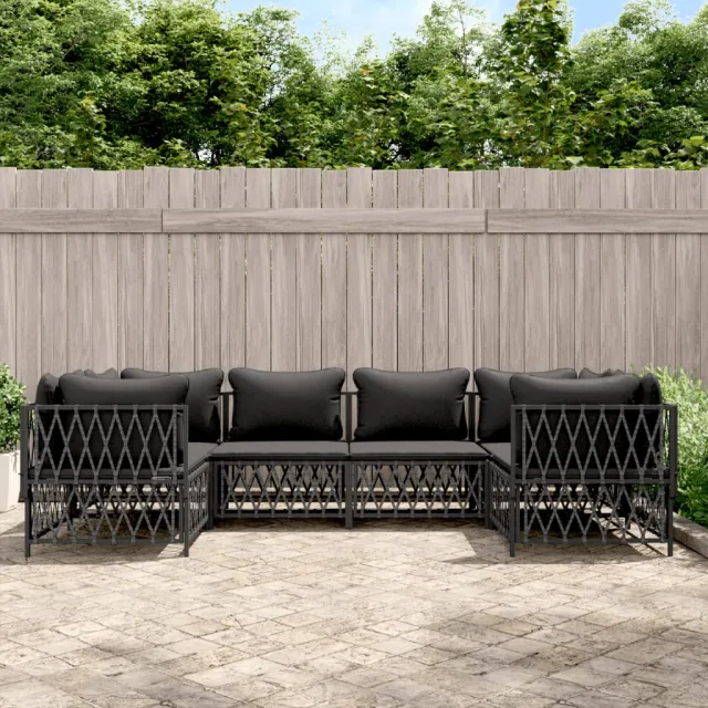 vidaXL 6-delige Loungeset met kussens staal antracietkleurig, foto 2