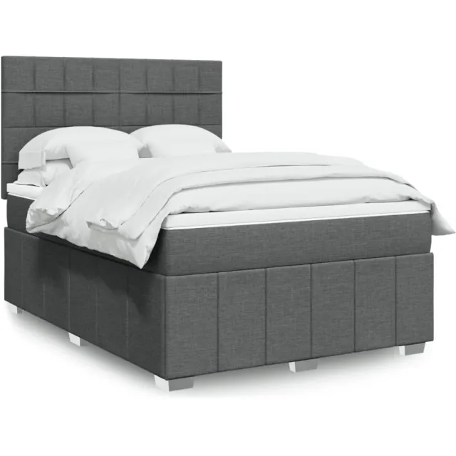vidaXL Boxspring met matras stof donkergrijs 160x200 cm grijs