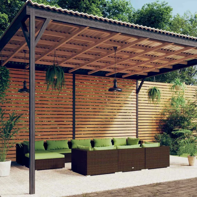 vidaXL 10-delige Loungeset met kussens poly rattan bruin, foto 2