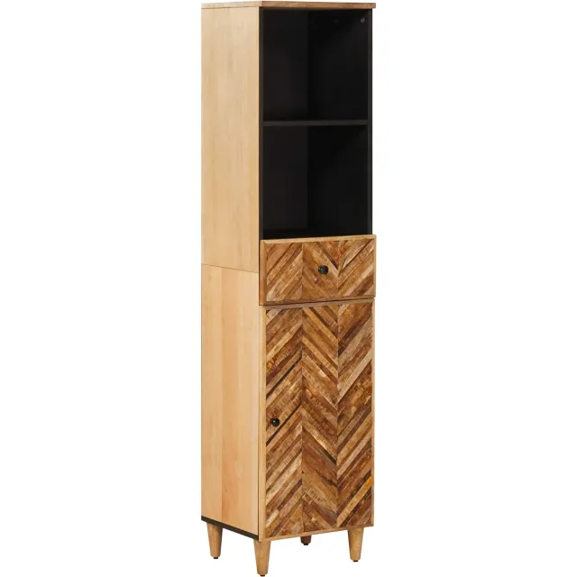 vidaXL Badkamerkast Bruin 38 x 33,5 x 160 cm Massief Mango Hout