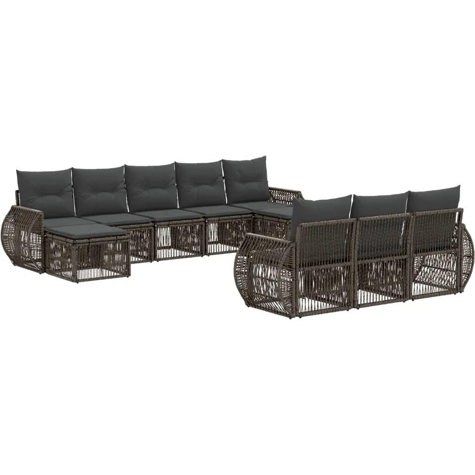 vidaXL Tuinbankenset 10 st 10-zits Grijs en Donkergrijs poly rattan, foto 3