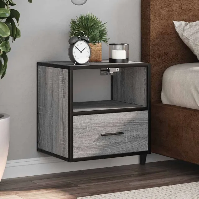 vidaXL Nachtkastjes 2st wandgemonteerd 40x31x39,5cm grijs sonoma eiken, foto 2