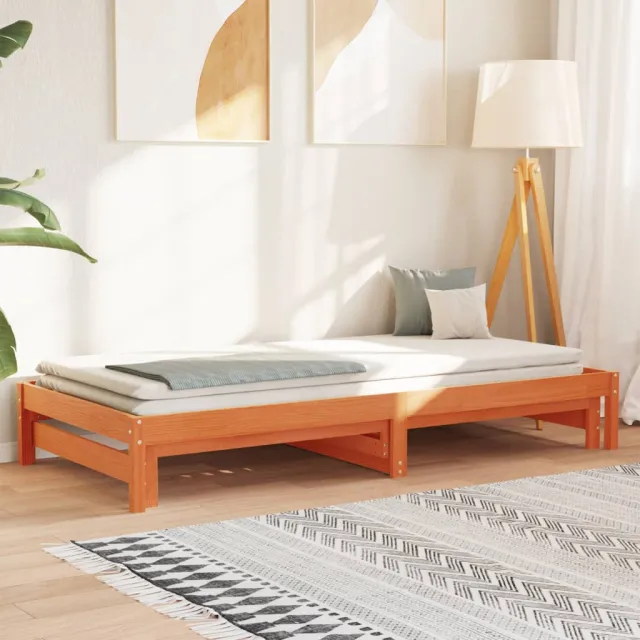 vidaXL Slaapbank met onderschuifbed 90x190 cm massief grenenhout Bruin