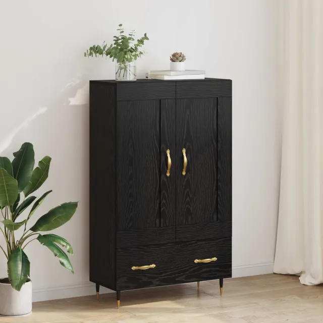 vidaXL Highboard Zwart Eiken 69,5 x 31 x 115 cm Bewerkt hout, foto 2