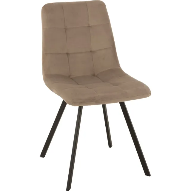 J-Line stoel Morgan - textiel/metaal - beige - 2 stuks