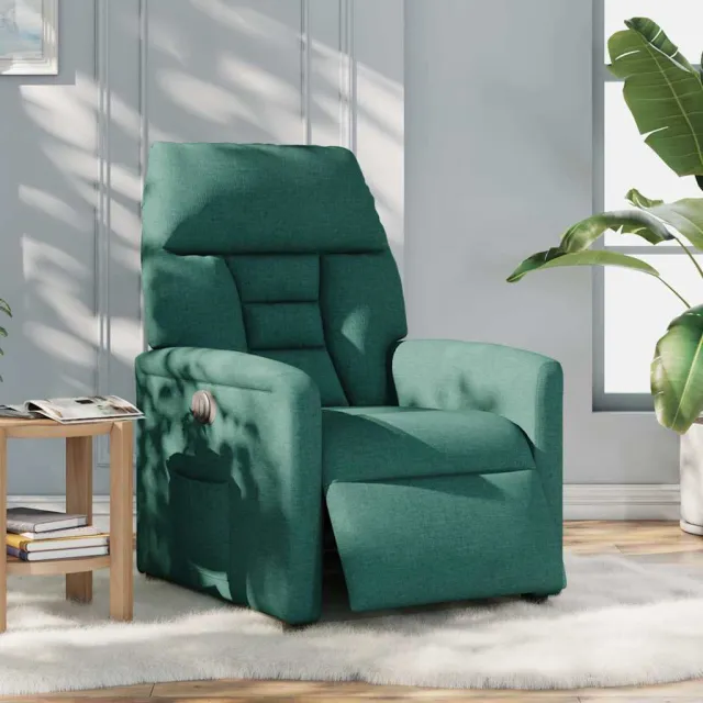vidaXL Fauteuil verstelbaar elektrisch stof donkergroen groen