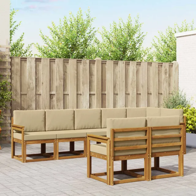 vidaXL Buiten bankenset 8 st 8-zits Natuurlijk en Beige