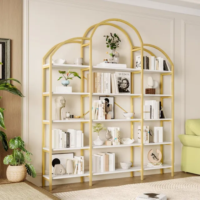Zubaliya Boekenrek - 170x26x190 cm goud/wit - wolkvormig design - 5 lagen - stalen frame