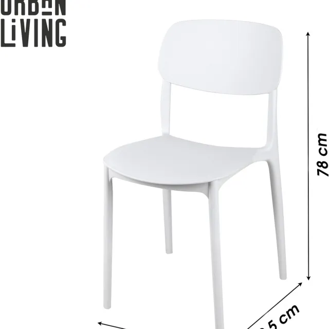 Urban Living Design stoel KELLY in wit PP – 39,5 x H 78 cm