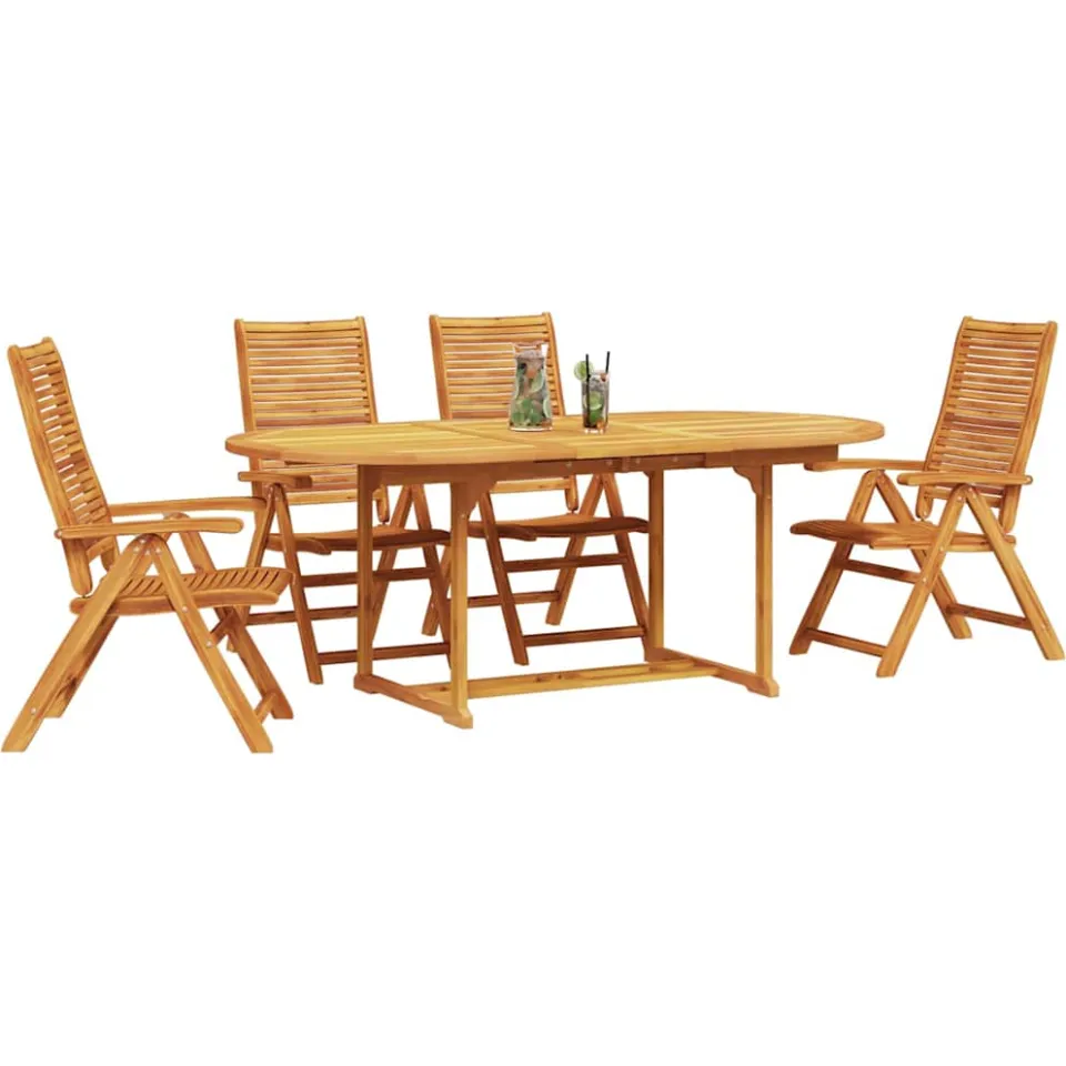 vidaXL Tuin eettafelset 5 st Bruin Massief Acaciahout