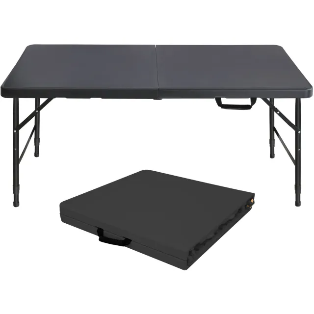 CHICFURN Picknicktafel - 6-8 personen - opvouwbaar - verstelbaar - zwart