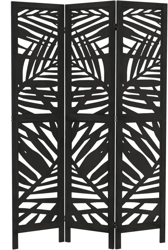 ml-design Ruimteverdeler kamerscherm 3-delig Kyoto opvouwbaar 170x121 cm met paulowniahouten frame paravent, ruimtebesparend, licht en mobiel, ideaal voor scheiden van ruimtes in woonkamer, slaapkamer, kantoor en atelier Kyoto Zwart