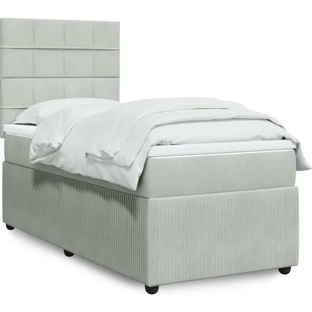 vidaXL Boxspring met matras fluweel lichtgrijs 90x190 cm grijs