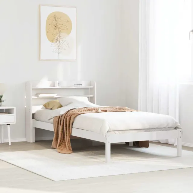 vidaXL Bedframe zonder matras massief grenenhout wit 75x190 cm
