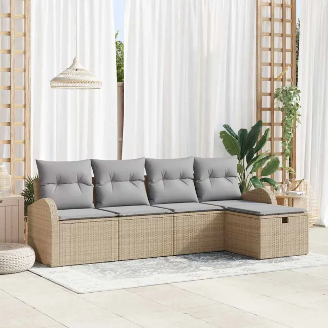 vidaXL Tuin Sofa Set 5 st Poly riet Zwart