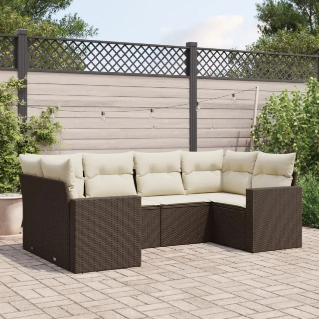 vidaXL 6-delige Loungeset met kussens poly rattan bruin, foto 2