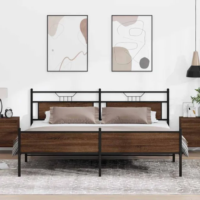 vidaXL Bedframe zonder matras metaal bruin eikenkleur 193x203 cm
