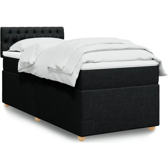vidaXL Boxspring met matras stof zwart 100x200 cm