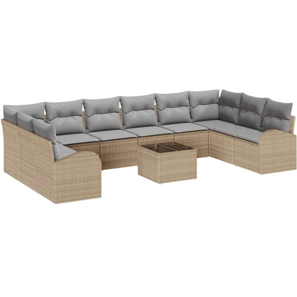 vidaXL Bankstel 11 st Beige [Synthetisch]: Polyrattan
