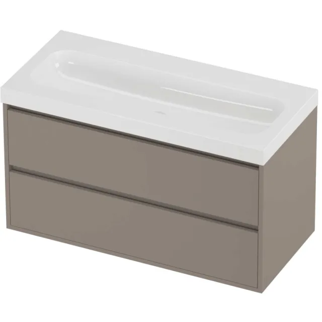 Proline Haga Badmeubelset Polystone Mezza 100x46x58 cm Glans Wit Clay Beige