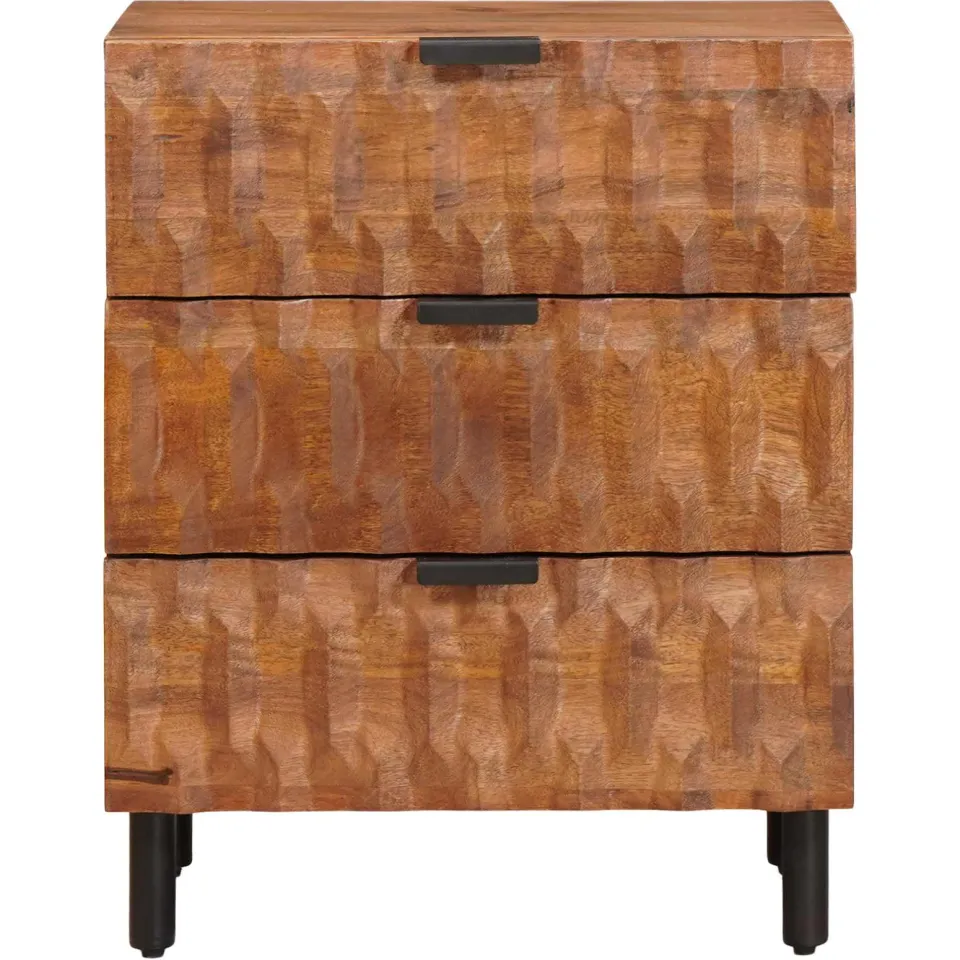 vidaXL Nachtkastje met lade Bruin 50 x 33 x 62 cm Massief Mango Hout, foto 3