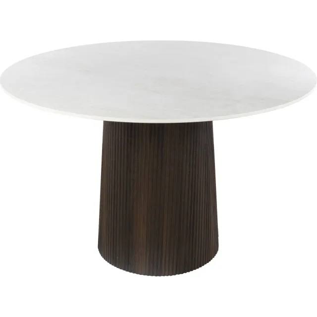 Nest of Nora Eettafel Telo - ø120 cm - Rond keramiek tafelblad Taj Mahal - Krasbestendig / vlekwerend - Ronde eettafel keramiek Donkerbruin