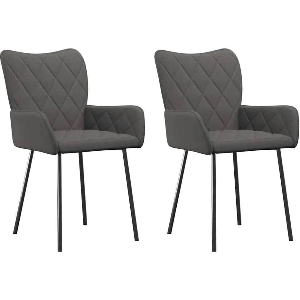 vidaXL Eetkamerstoelen 2 st stof donkergrijs grijs, foto 3