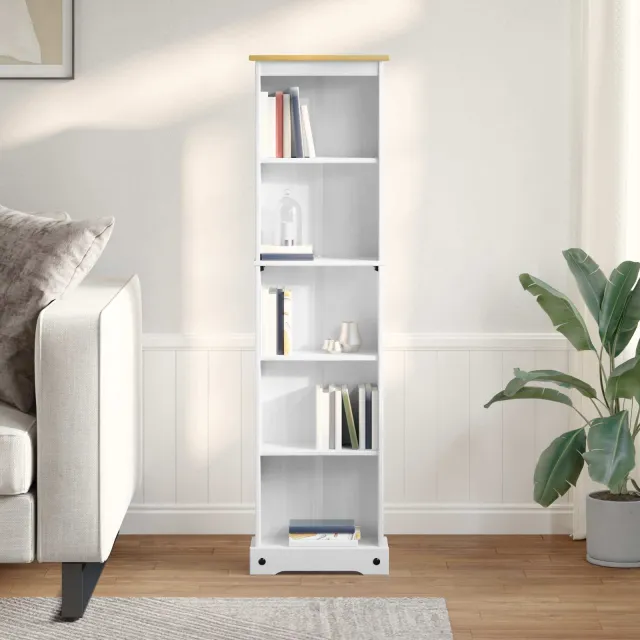 vidaXL Boekenkast 46 x 20 x 170 cm Massief grenenhout Wit, foto 2