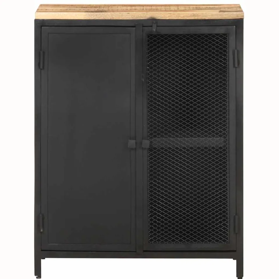 vidaXL Dressoir 60x35x78 cm massief ruw mangohout zwart, foto 3