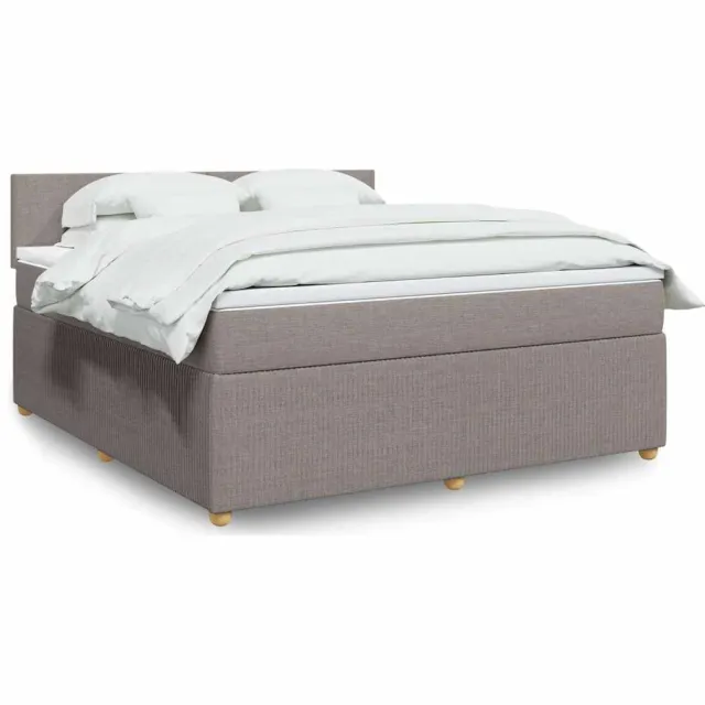 vidaXL Boxspring met matras stof taupe 180x200 cm
