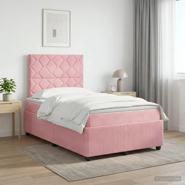 vidaXL Boxspringbed met matras Roze 120 x 190 cm Fluweel