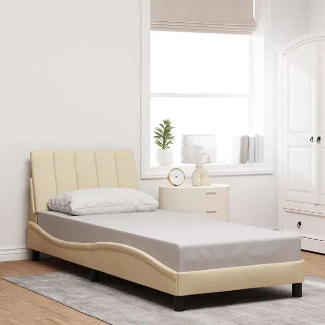 vidaXL Bedframe zonder matras "Hanko" 90x200 cm stof crèmekleurig