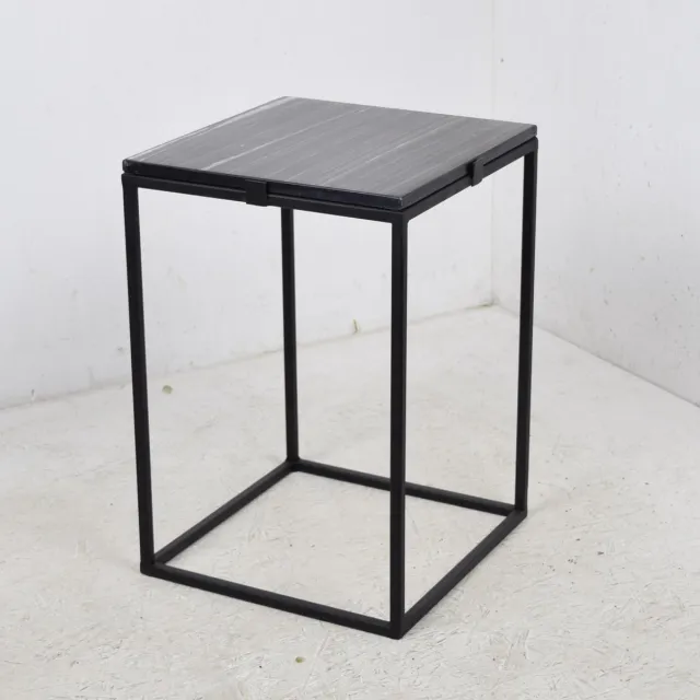 LOFT42 Marble Bijzettafel Vierkant Zwart - Metaal - Marmer - 32x32x46