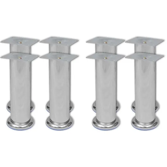 vidaXL Bankpoten 8 st rond 180 mm chroomkleurig Zilver