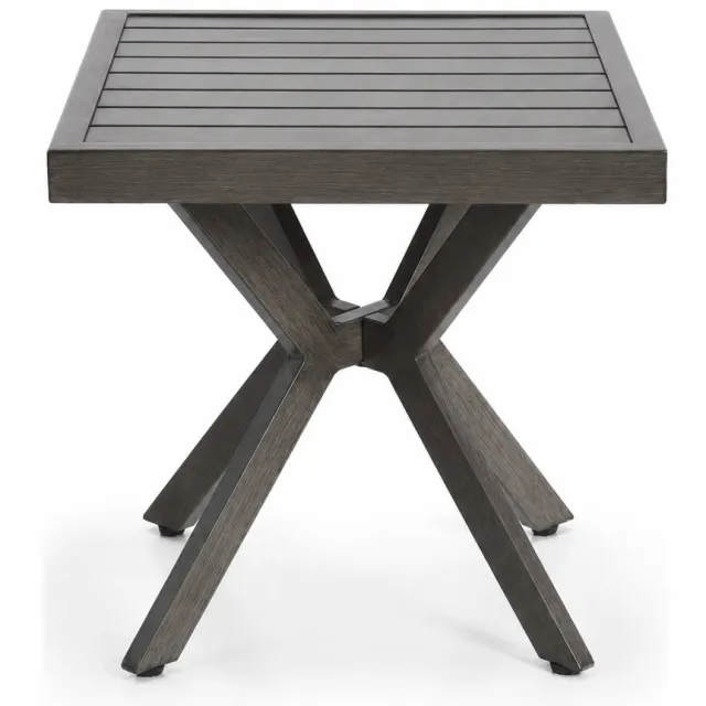 Oraymin Aluminium Bijzettafel – 45x45 cm Donkergrijze Tuintafel met Modern X-Poot Design voor Buiten en Binnen Donkergrijs