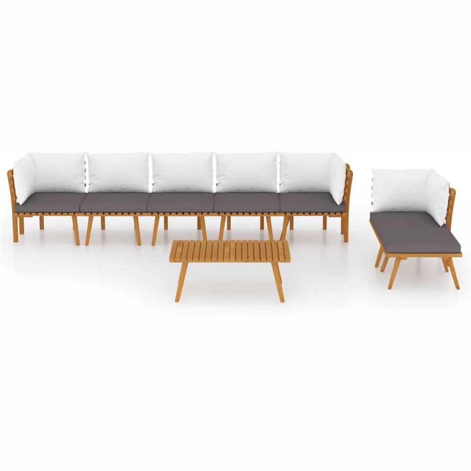 vidaXL 8-delige Loungeset met kussens massief acaciahout Bruin