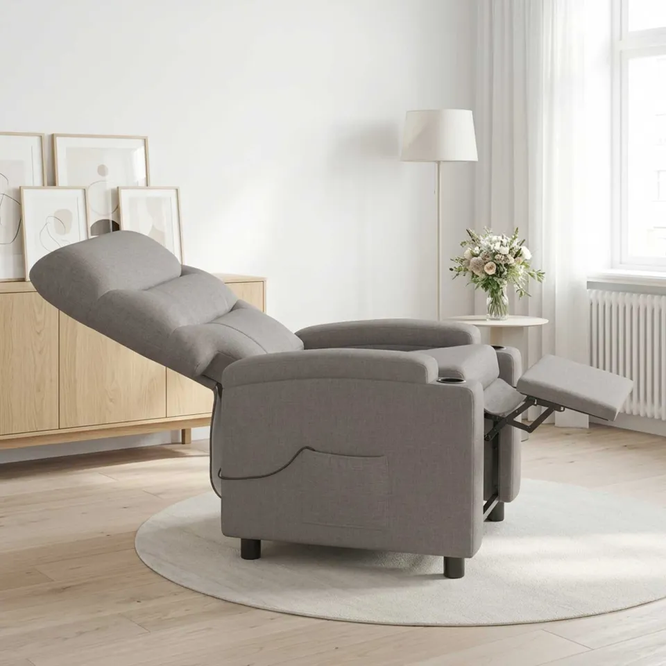 vidaXL Massage-relaxstoel Taupe 75 x 95 x 103 cm Stof, foto 4